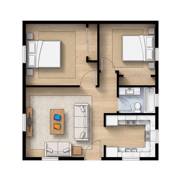 Compact Earthy 2-Bed floorplan