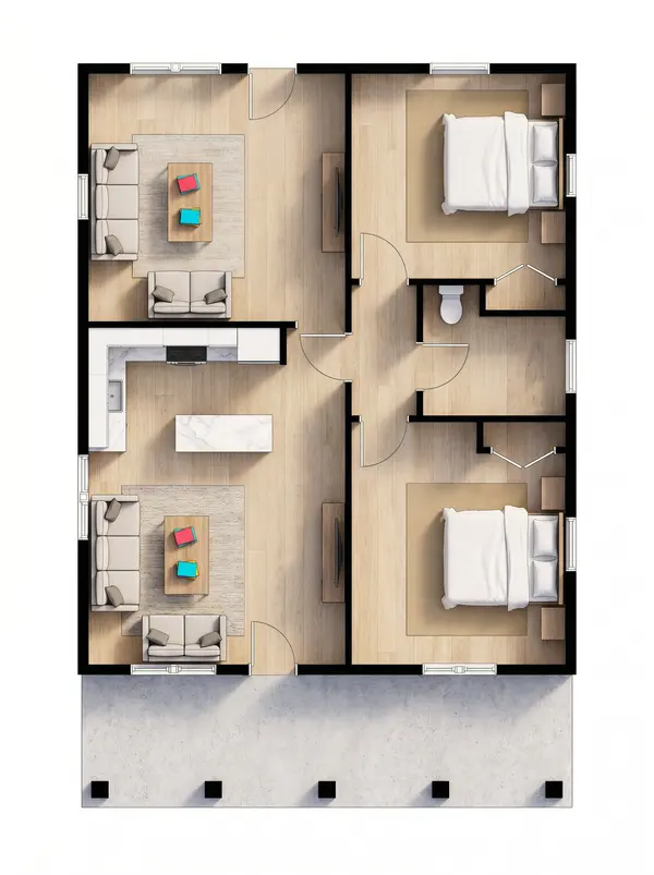 Cozy Natural 2-Bed floorplan