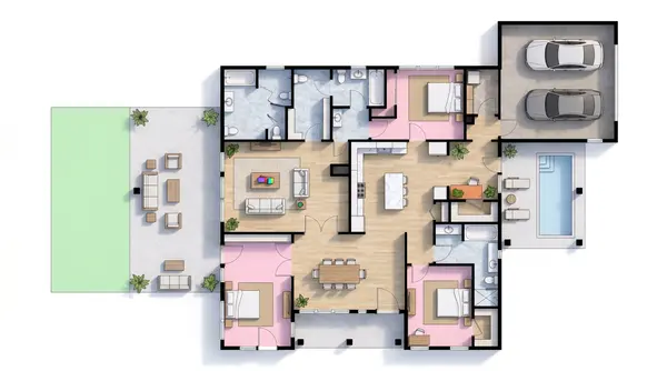 Earthy 3-Bed with Porch floorplan