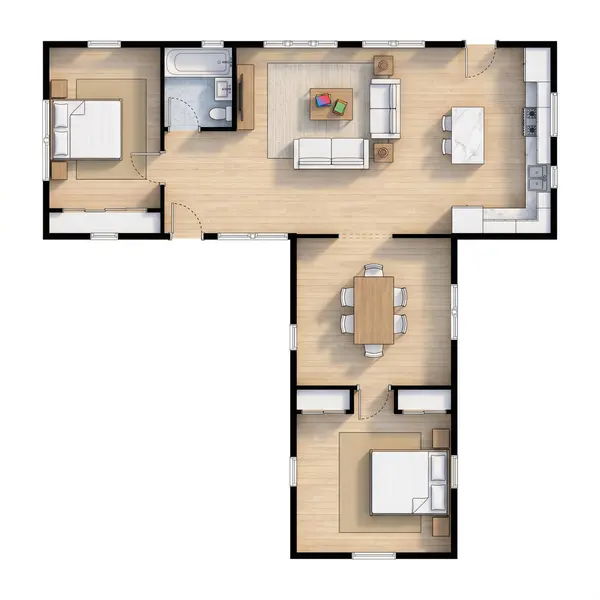 Compact Earthy 2-Bed Home floorplan
