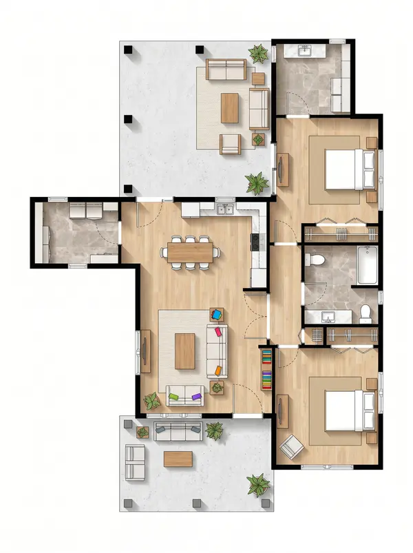 Cozy Earthy 2-Bed floorplan