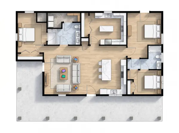 Warm Earthy 3-Bed Home floorplan