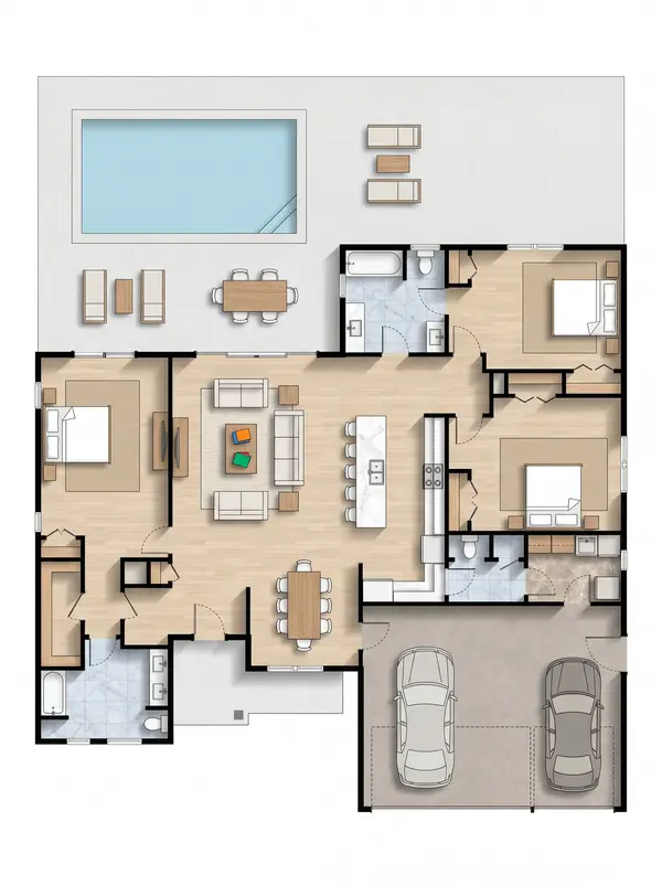 Spacious Dark 3-Bed floorplan