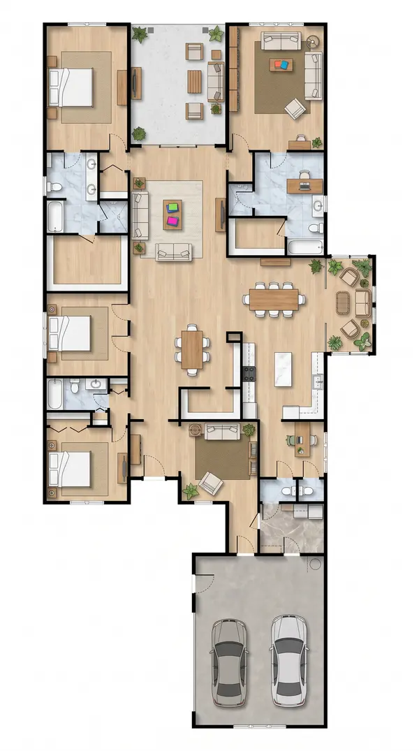 Sprawling Dark 3-Bed House floorplan