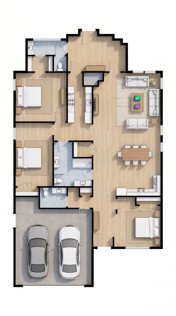 Unique Dark 3-Bed Home floorplan