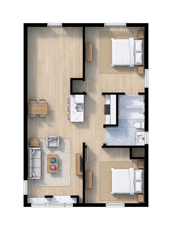 Earthy 2-Bed Home floorplan
