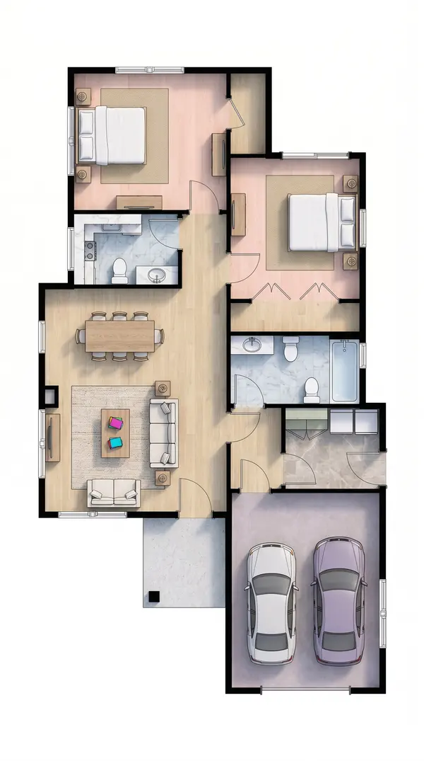 Cozy Bright 2-Bed House floorplan