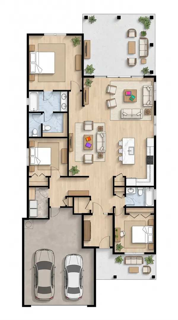 Spacious Earthy 1-Bed Home floorplan