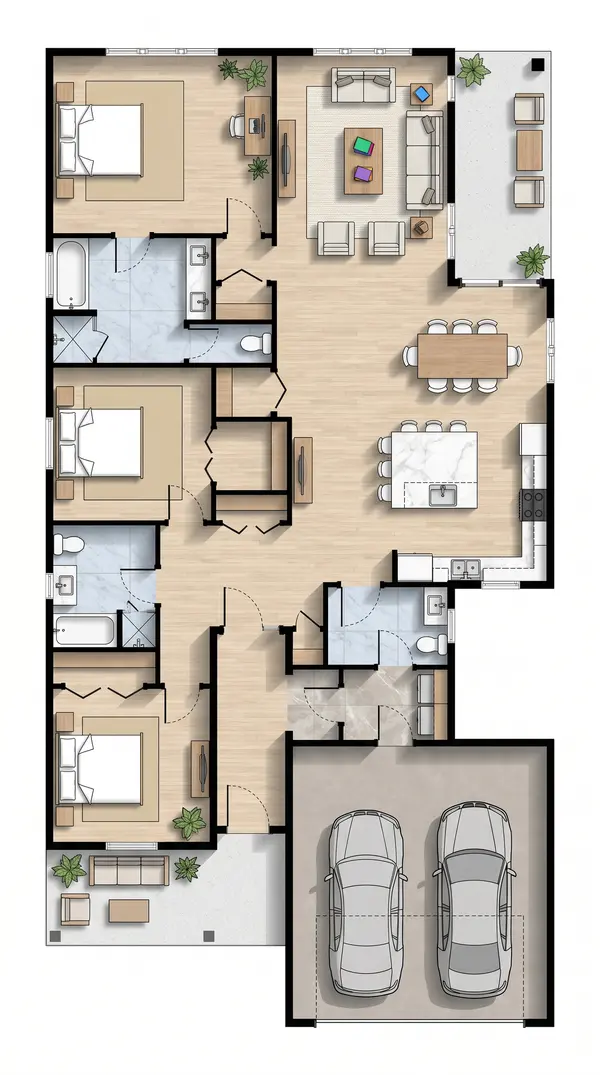 Spacious Earthy 2-Bed House floorplan