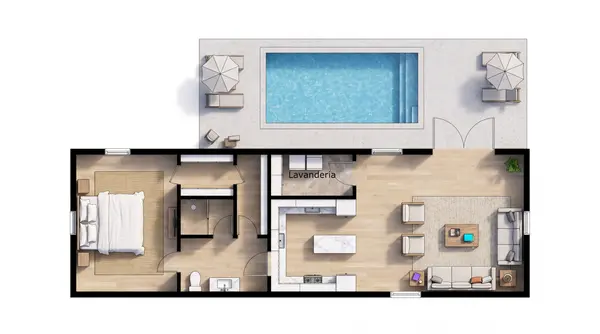 Earthy 1-Bed Home floorplan