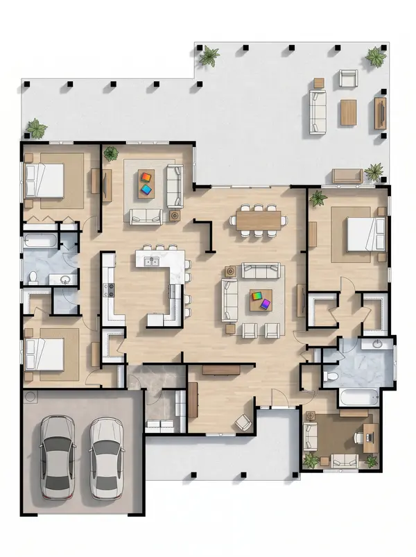 Natural 3-Bed Stone Home floorplan