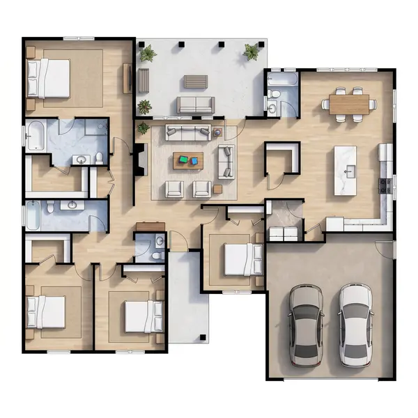 Bright Industrial 4-Bed House floorplan