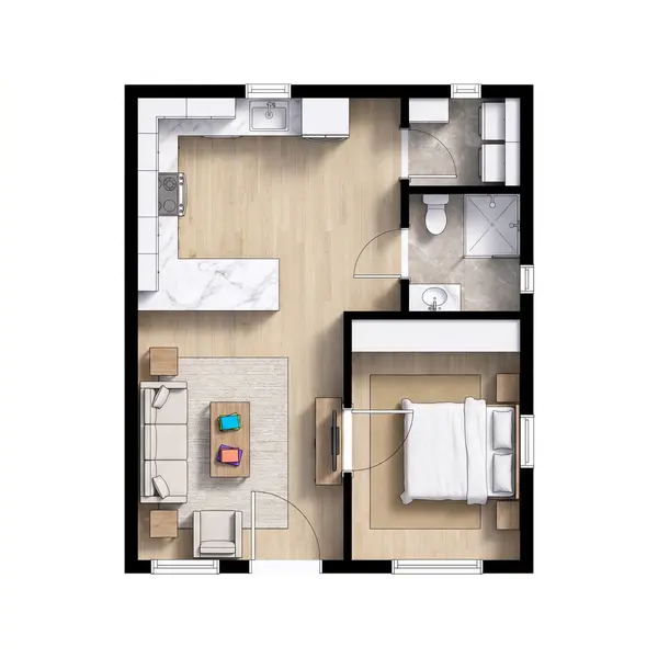 Bright 1-Bed floorplan