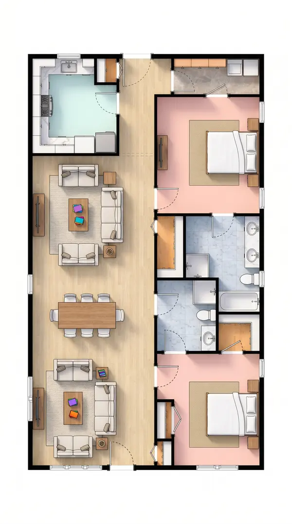 Earthy 2-Bed Home floorplan