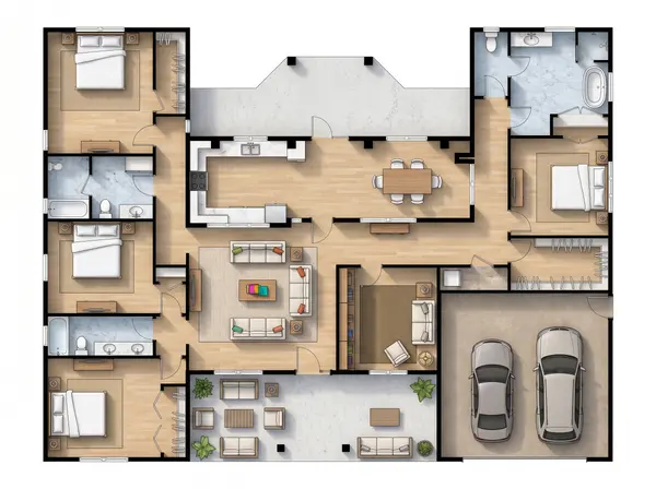 Bright 4-Bed Home with Garage floorplan