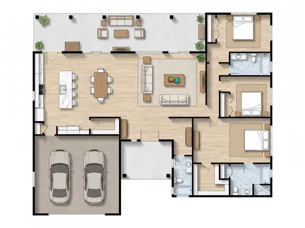 Bright 3-Bed with Attached Garage floorplan