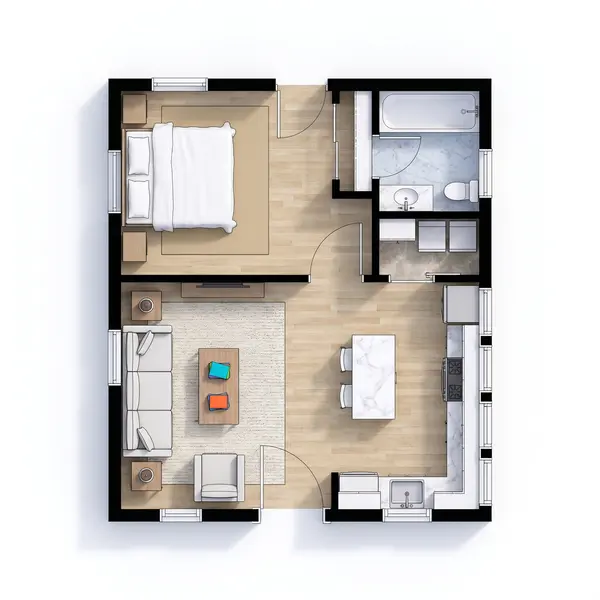 Cozy Natural 1-Bed floorplan
