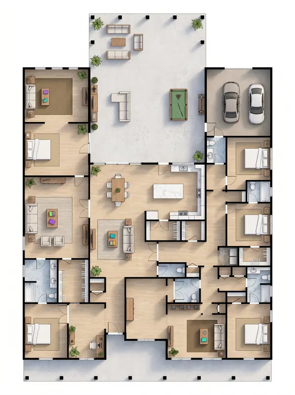 Sprawling 3-Bed Earthy floorplan