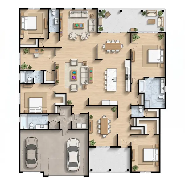 Sprawling 4-Bed Earthy floorplan