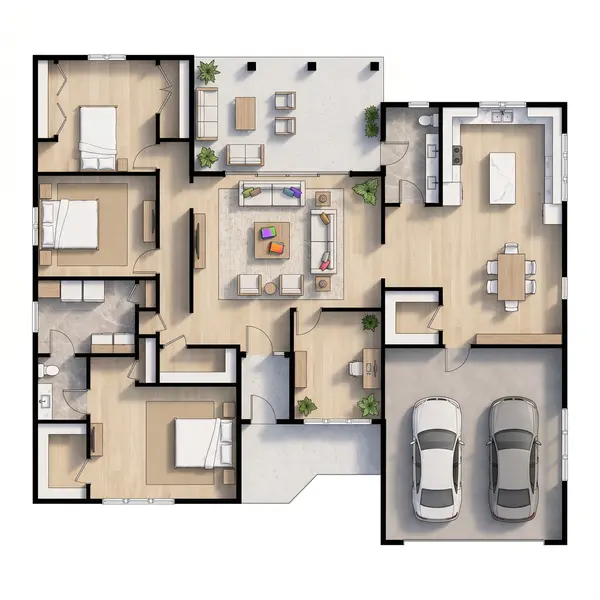 Earthy 3-Bed House floorplan