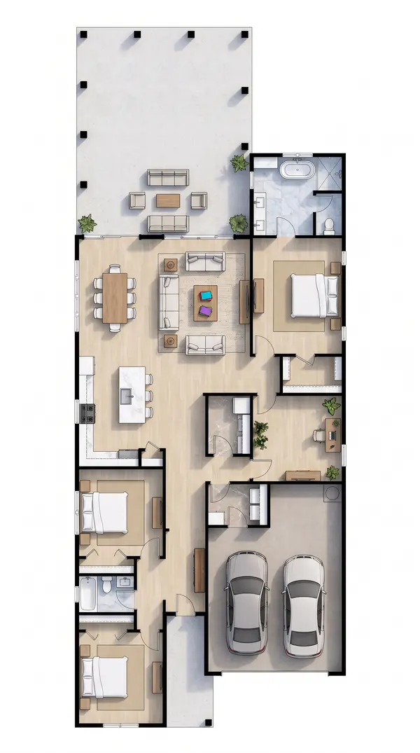 Spacious Industrial 3-Bed House floorplan