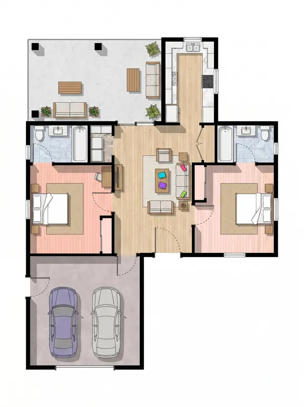 Cozy Earthy 2-Bed House floorplan