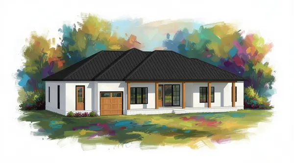 Bright 3-Bed with Porch exterior render