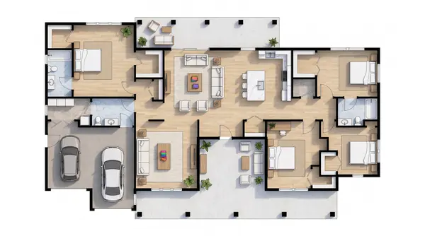 Bright 3-Bed with Porch floorplan