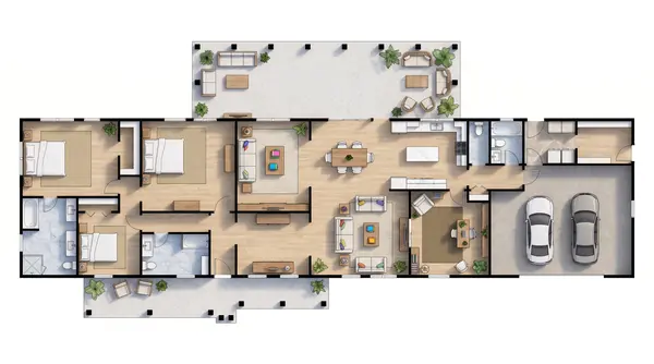 Sprawling Dark 2-Bed floorplan