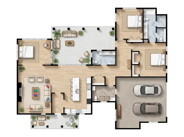 Spacious Earthy 2-Bed floorplan
