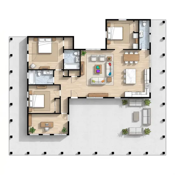 Spacious Earthy 2-Bed Home floorplan