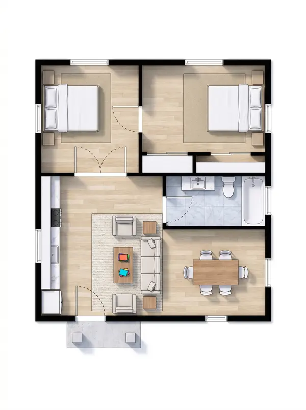 Bright 2-Bed House floorplan