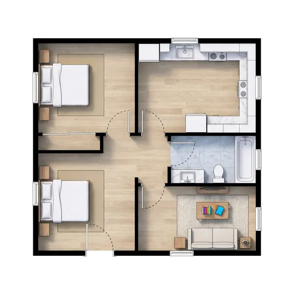 Bright Tiny 2-Bed Home floorplan