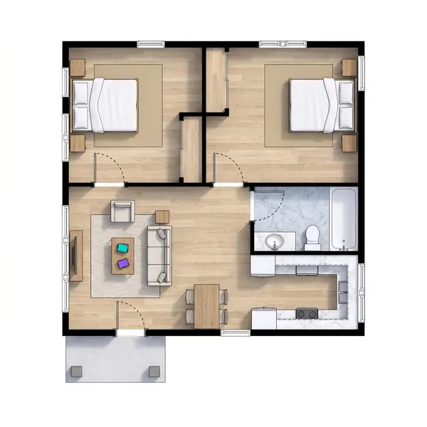 Bright 2-Bed Retreat floorplan