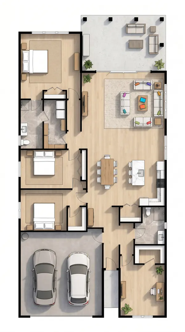 Spacious Bright 3-Bed floorplan