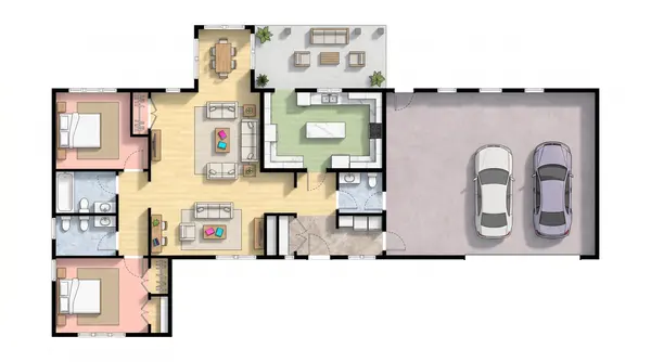 Spacious Earthy 2-Bed Home floorplan