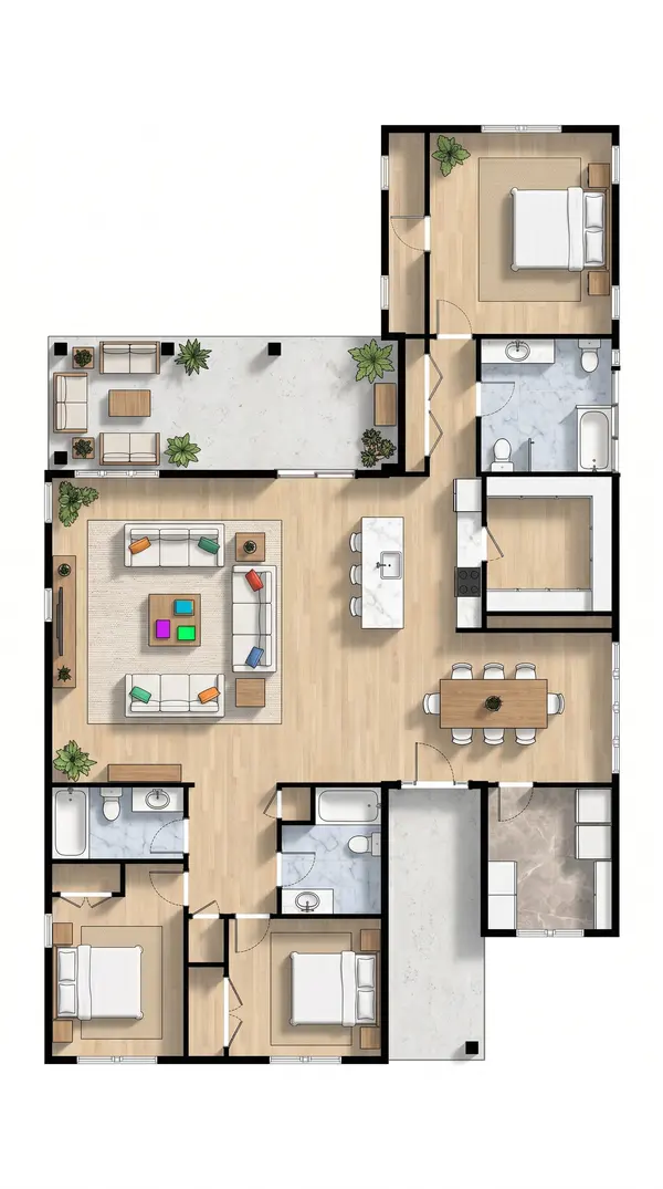 Earthy 3-Bed Home floorplan