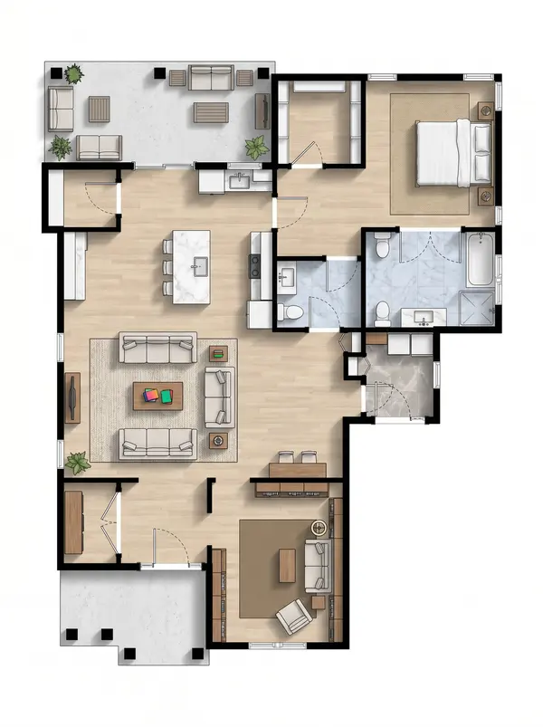 Cozy Dark 1-Bed Home floorplan