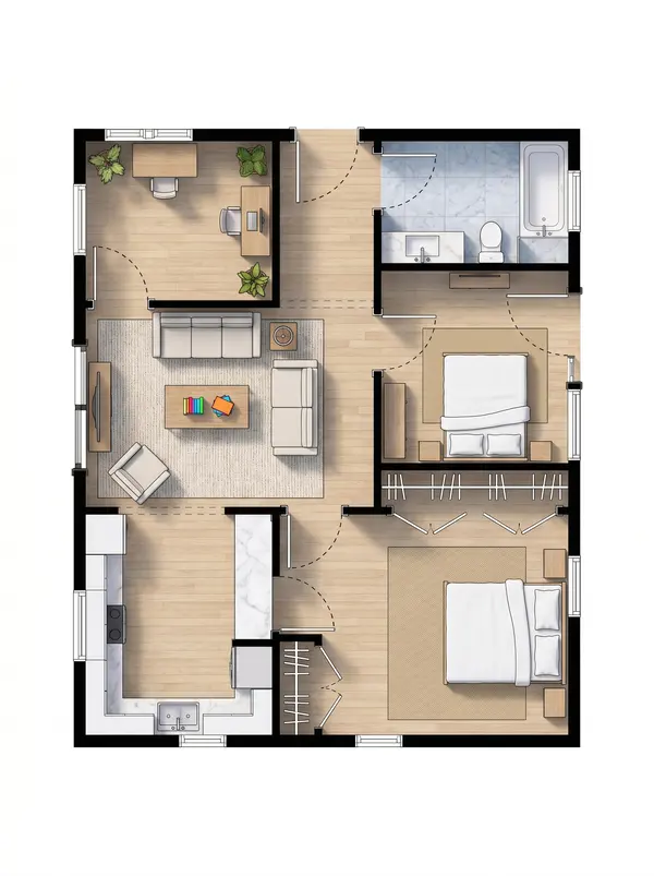 Compact Bright 1-Bed Home floorplan