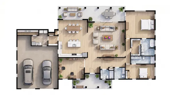 Dark 2-Bed Design floorplan