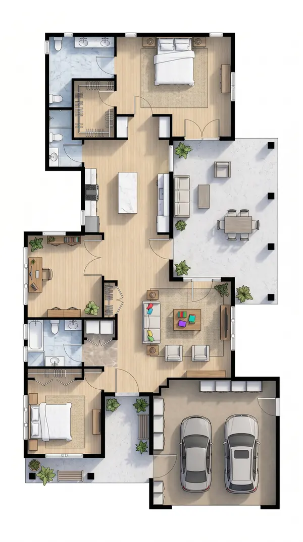 Bright 2-Bed with Garage floorplan