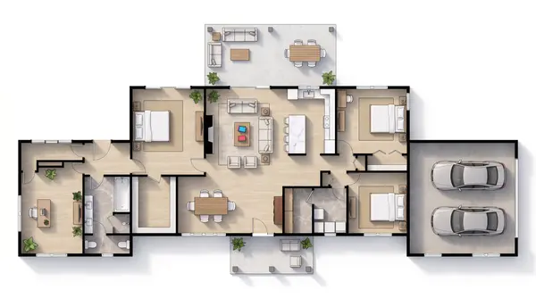 Sleek Dark 3-Bed House floorplan