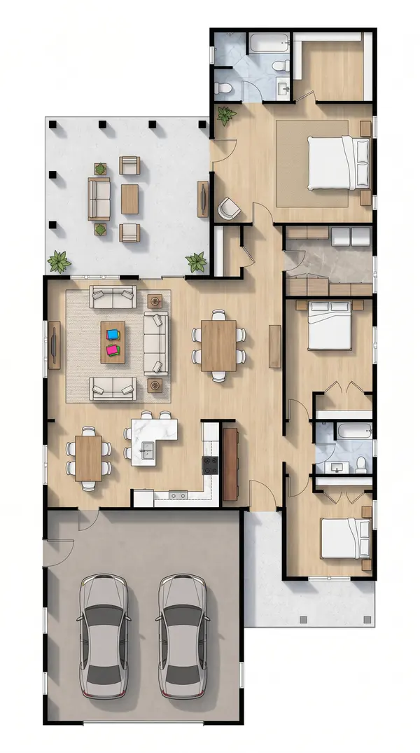 Rustic 3-Bed with Garage floorplan