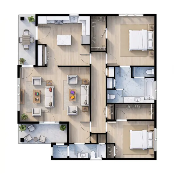 Earthy 2-Bed Home floorplan