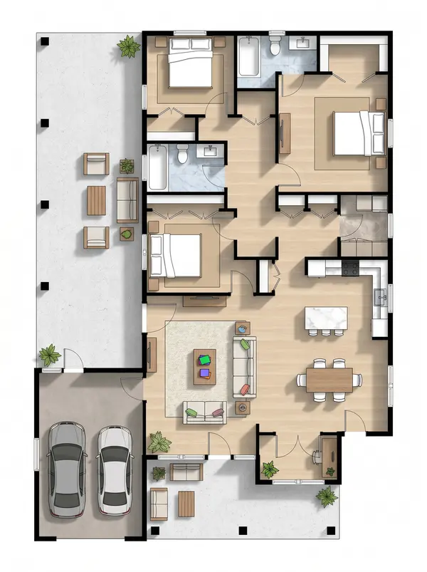 Earthy 3-Bed House floorplan