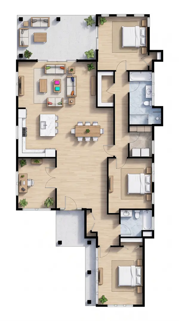 Spacious Bright 3-Bed floorplan