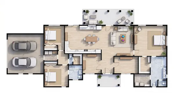 Spacious Classic 3-Bed Ranch with Garage floorplan