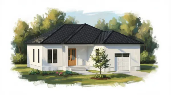 Crisp Dark 1-Bed House exterior render