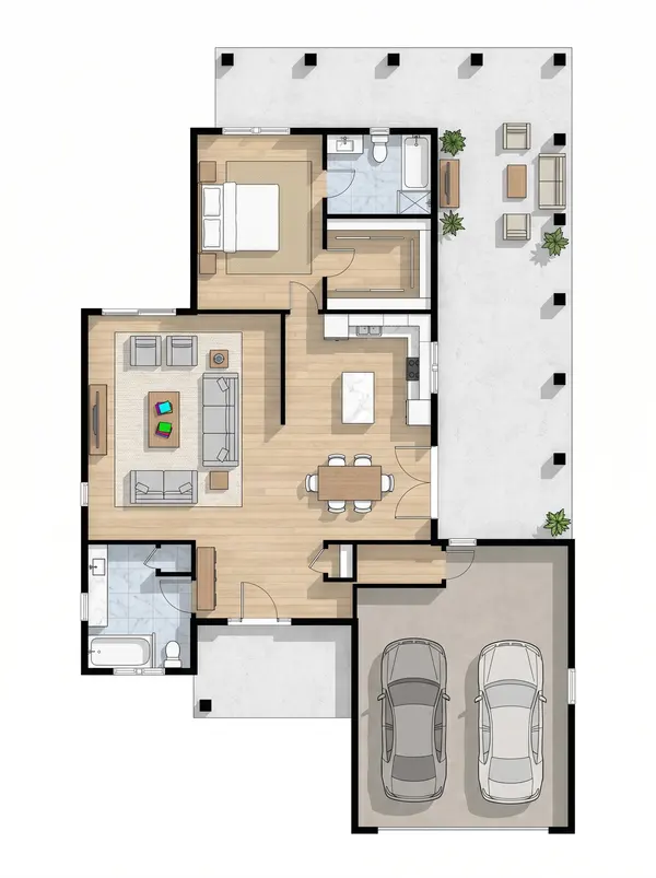 Crisp Dark 1-Bed House floorplan