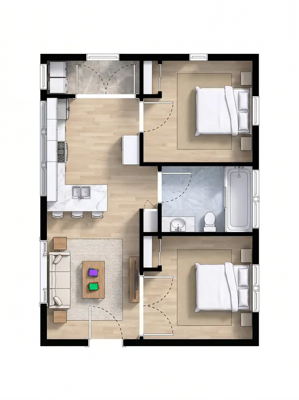 Compact Bright 2-Bed floorplan